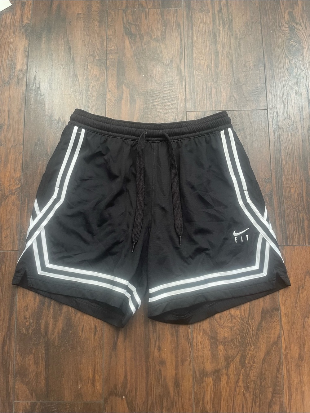 Nike Black Athletic Shorts with White Reflective Trim